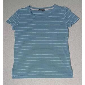 Free Fly Short Sleeve Shirt Womens Size Small Light Blue And White Stripes...